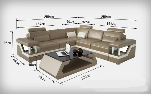 Sofá de cuero con USB, salón en forma de esquina, sofá esquinero, conjunto de sofás, sofá de diseño L6002B.