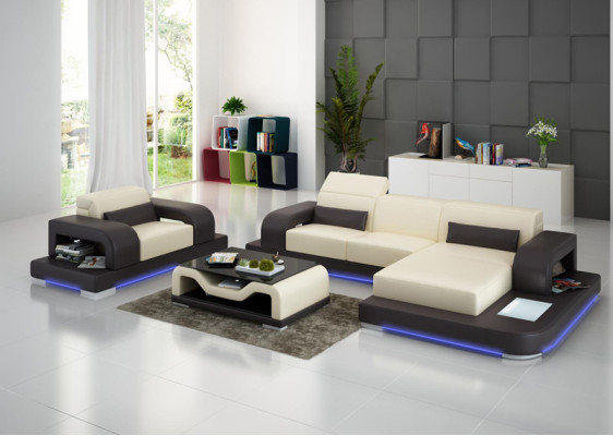 Sofá en forma de L, sillón, mesa de madera moderna, mesa de café completa, sofá esquinero, mesa de centro nueva.