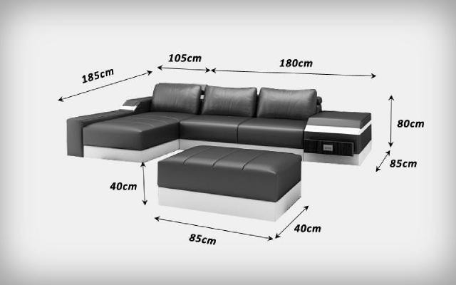 Sofá de esquina + USB Esquina Sofá Sofá Tapizado de cuero Conjunto de muebles de salón Chaiselounge