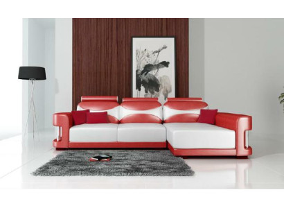 Sofá de esquina con USB, tapizado de cuero, sofá sofá Chaiselounge Wies.