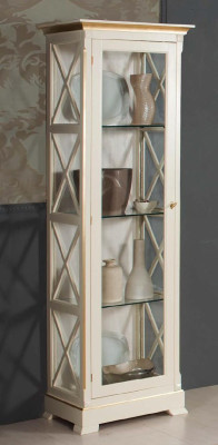 Masivo armario de madera con vitrinas de cristal, vitrina de madera maciza, mueble de salón, aparador.