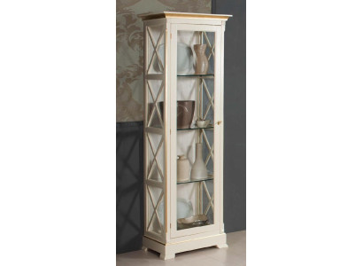 Masivo armario de madera con vitrinas de cristal, vitrina de madera maciza, mueble de salón, aparador.