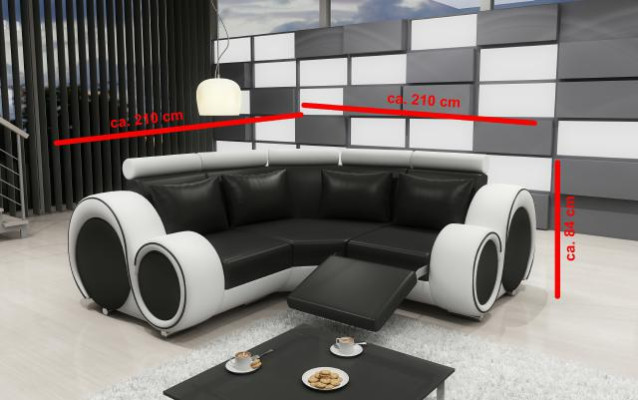 SOFÁ DE CUERO SOFÁ DE ESQUINA DE DISEÑO DE SOFÁ DE SOFA BERLÍN CON USB.