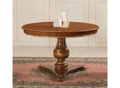 Mesa redonda de lujo de madera maciza en Italia, mesas de comedor redondas, mesa de comedor nueva.