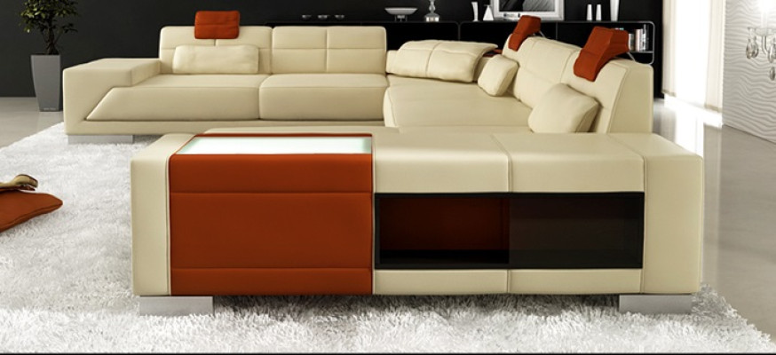 Sofá de cuero Sofá sofá Sofá de diseño en forma de U Sofá de esquina Rincón tapizado XXL Big PH3005