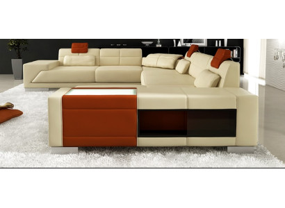 Sofá de cuero Sofá sofá Sofá de diseño en forma de U Sofá de esquina Rincón tapizado XXL Big PH3005