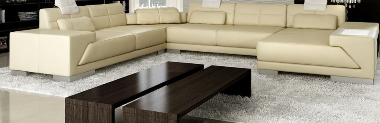 Sofá de cuero Sofá sofá Sofá de diseño en forma de U Sofá de esquina Rincón tapizado XXL Big PH3005
