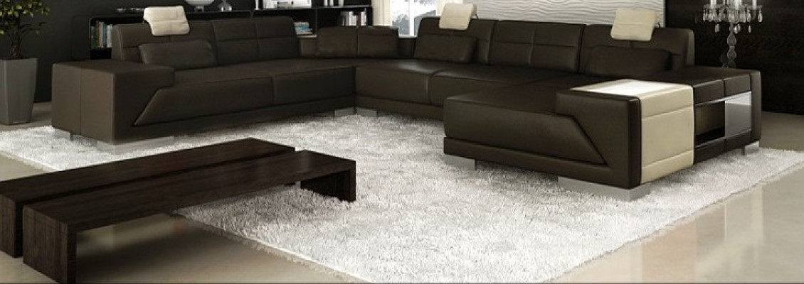 Sofá de cuero Sofá sofá Sofá de diseño en forma de U Sofá de esquina Rincón tapizado XXL Big PH3005
