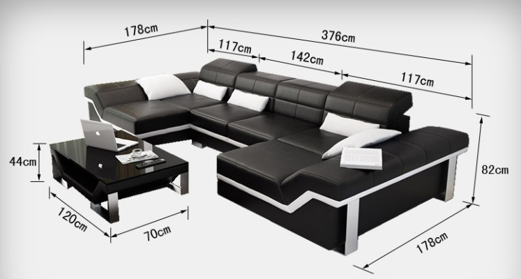 Sofá de cuero Sofá Sofá Sofá en forma de L Sofá de esquina Conjunto de diseño de sofá moderno K5007C