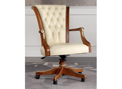 Silla de oficina de madera sillón Chesterfield muebles italianos blanco silla giratoria nuevo.