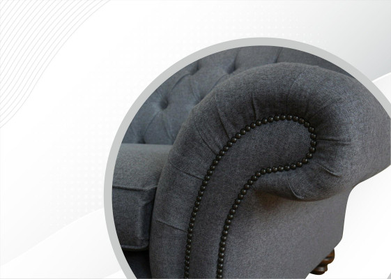 Grandes sofás Chesterfield tapizados de diseño de lujo, sofá de 4 plazas de tela.
