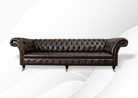 Sofá Grande XXL Chesterfield 265cm Deco Tapizado Sofá de 4 Plazas de Cuero
