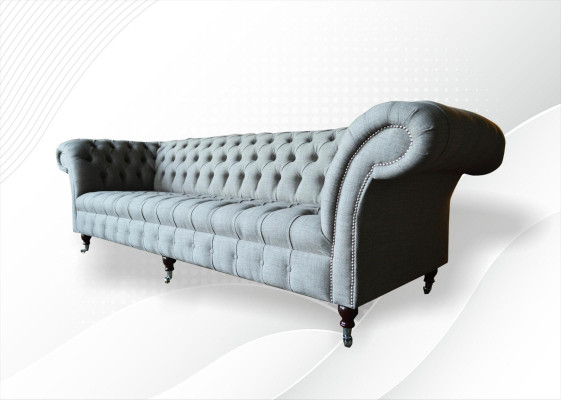 Sofá Grande XXL Chesterfield 265 cm Sofás Tapizados 4 Plazas Textil Moderno