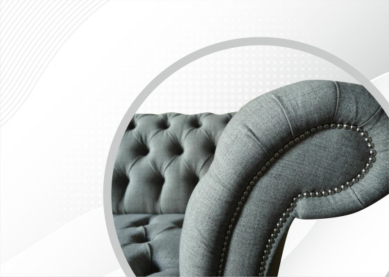 Sofá Grande XXL Chesterfield 265 cm Sofás Tapizados 4 Plazas Textil Moderno