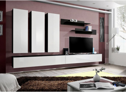 Muebles de sala de estar de lujo de diseñadora: pared para TV, soporte para TV, aparador, estantes.