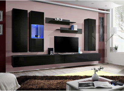 Conjunto de muebles de salón, diseño de pared para TV, mobiliario de diseño de 7 piezas.