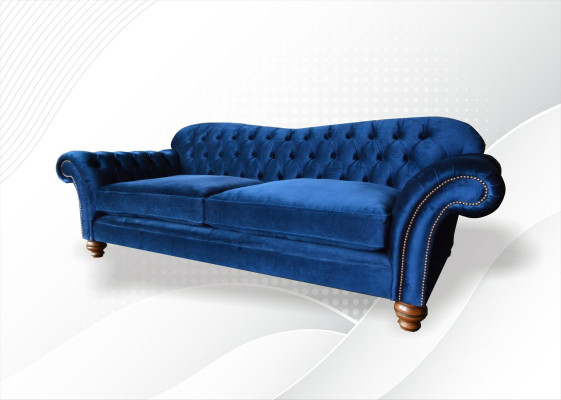 Sofá Grande XXL Chesterfield 240cm Tapizado Sofá de 4 Plazas de Cuero