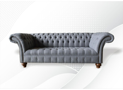 Sofá de tres plazas diseño acolchado, 3 plazas, sala de estar, gris.