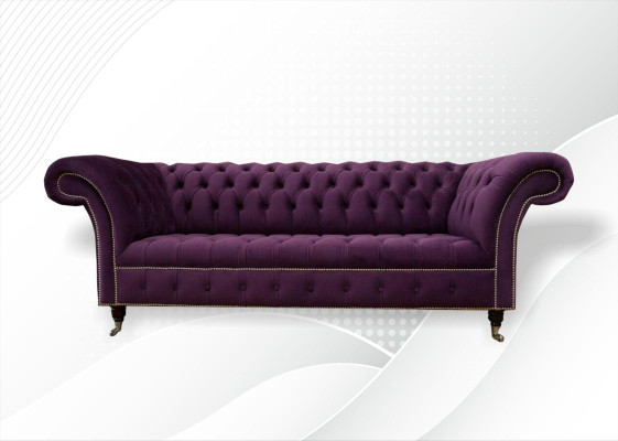 Sofá XXL 3 plazas Chesterfield sillón tapizado en cuero textil.