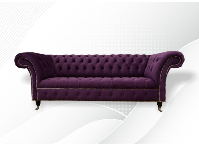 Sofá XXL 3 plazas Chesterfield sillón tapizado en cuero textil.