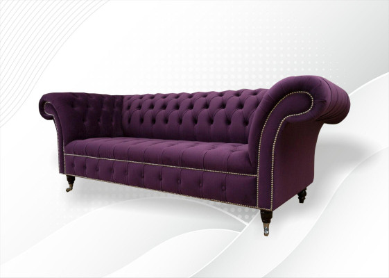 Sofá XXL 3 plazas Chesterfield sillón tapizado en cuero textil.