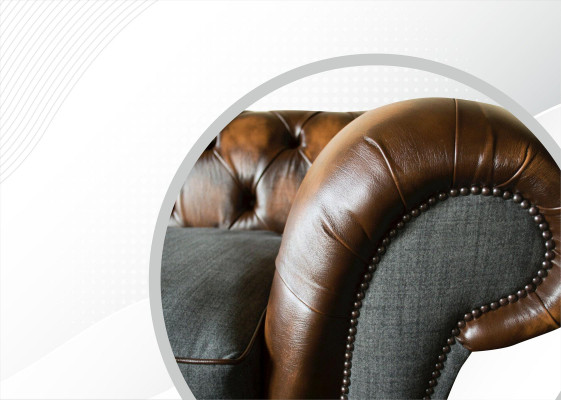 Sofá de diseño de tres plazas, tapizado, para sala de estar marrón de 220 cm.