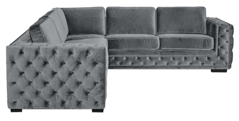 Sofá esquinero gris esquinas terciopelo diseño de muebles conjunto de descanso sofá rincón tapizado.