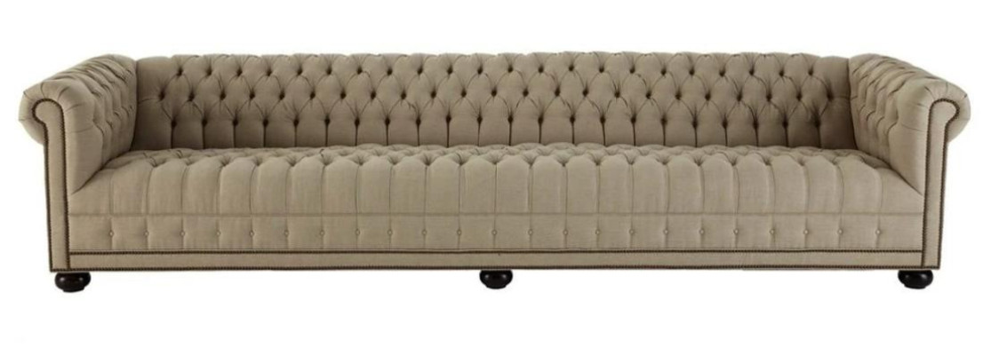 Sofá Chesterfield de cuatro plazas para sala de estar, diseño de sofá de tela, muebles de sofá.
