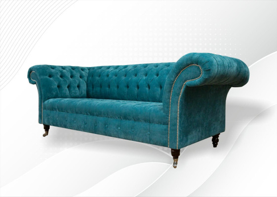 Sofá Chesterfield tapizado Sofás clásicos de tela turquesa de 3 plazas