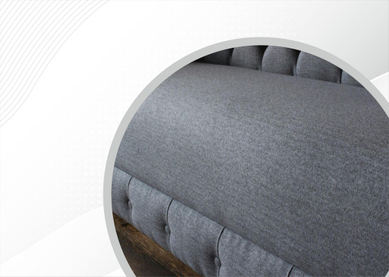 XXL sofá grande de 3 plazas Chesterfield tapizado, conjunto de asiento de tela textil.