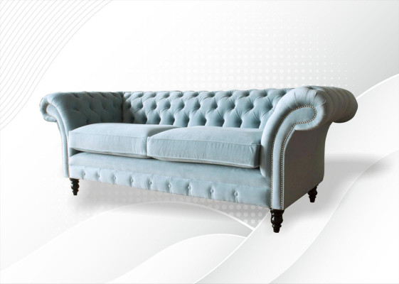 Sofá Chesterfield de cuero acolchado de 3 plazas, sofá clásico.