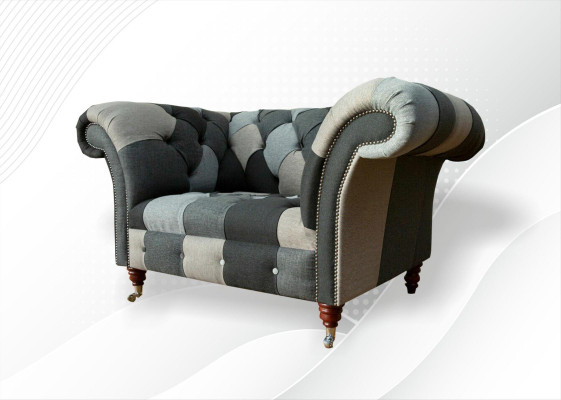 Sofá de diseño Chesterfield de tela de silla de 1,5 plazas, sofás de salón acolchados, nuevo club lounge.