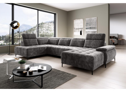 Sofá cama función sofá textil sofá conjunto de salón de cuero diseño sofá en forma de U