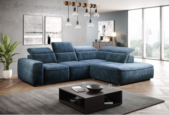 Sofá esquinero en forma de L de diseño de lujo en tela, conjunto de sala de estar, sofá acolchado, muebles.