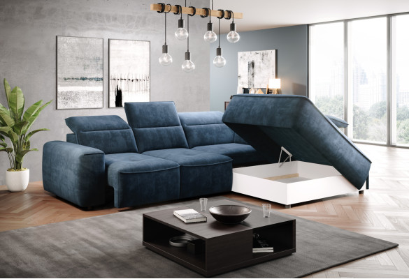 Sofá esquinero en forma de L de diseño de lujo en tela, conjunto de sala de estar, sofá acolchado, muebles.