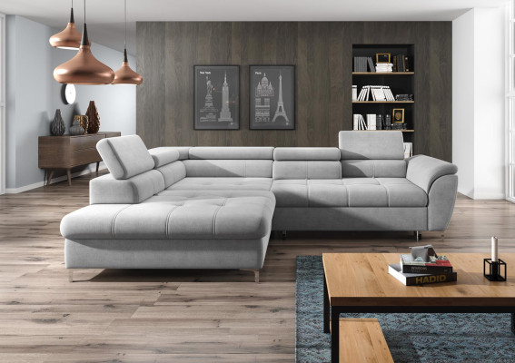 Sofá esquinero en forma de L Diseño de sofá Acolchado Moderno Textil Caja de almacenamiento multifuncional Tela