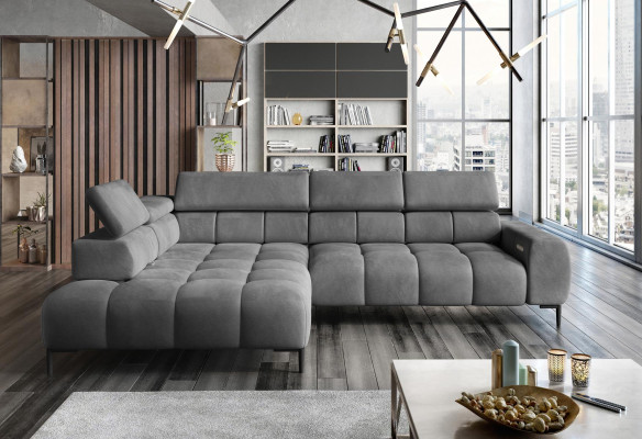 Sofá con forma de L para salón, de tela, sofá nuevo de alta calidad con esquinero.