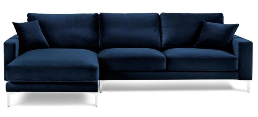 Sofá esquinero azul salón sofá conjunto de esquina tapizado en diseño de muebles italiano.