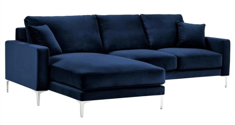 Sofá esquinero azul salón sofá conjunto de esquina tapizado en diseño de muebles italiano.