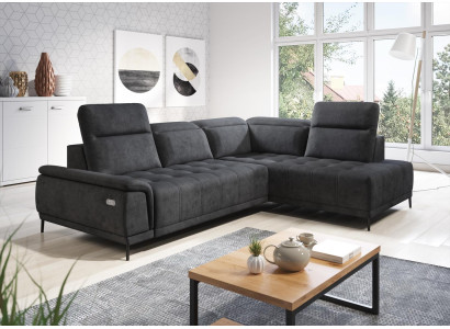 Sofá de esquina automático en forma de L, conjunto de sofás de salón de diseño en tela.