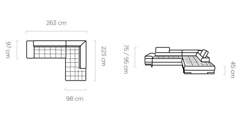 Diseño de sofá esquinero en forma de L Sofás modernos Sofá de tela Sofá Chaise longue Sofá de salón Sofá de asiento