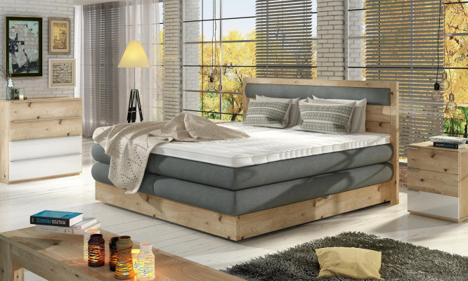 Cama de madera matrimonial diseño acolchado dormitorio 180x200 estilo de muebles italiano.