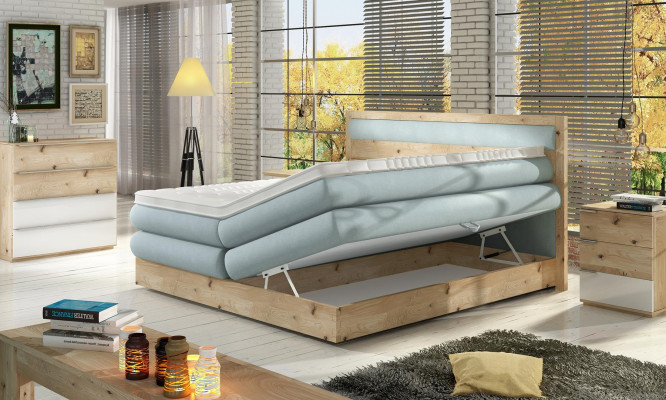 Cama de madera matrimonial diseño acolchado dormitorio 180x200 estilo de muebles italiano.