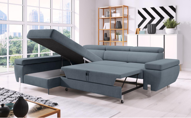 Sofá cama diseño sofá de esquina en forma de L función cama tela sofás de tela sueño.