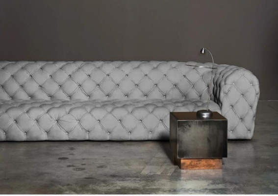 Grau Chesterfield Sala de estar Diseño moderno Sofás Sofá Muebles Tela Grande XXL Nuevo