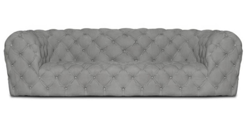 Grau Chesterfield Sala de estar Diseño moderno Sofás Sofá Muebles Tela Grande XXL Nuevo
