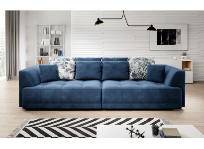 Gran sofá XXL de tela, sofá de diseño con cojines de 4 plazas, muebles Big Lümmel.