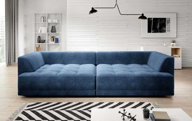 Gran sofá XXL de tela, sofá de diseño con cojines de 4 plazas, muebles Big Lümmel.