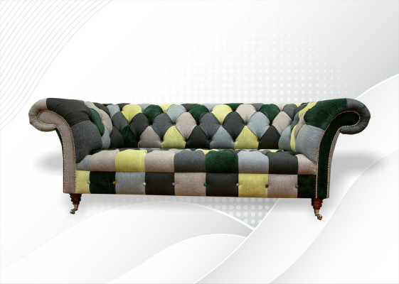 Chesterfield de 3 plazas, multicolor, diseño de sala de estar, sofá, muebles de diseño.