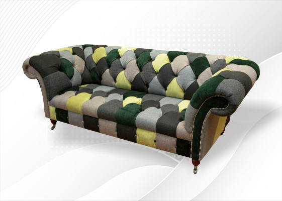 Chesterfield de 3 plazas, multicolor, diseño de sala de estar, sofá, muebles de diseño.